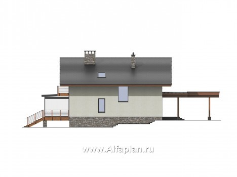 Проекты домов Альфаплан - Коттедж для неровного участка - превью фасада №2