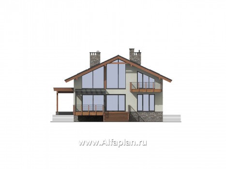 Проекты домов Альфаплан - Коттедж для неровного участка - превью фасада №3