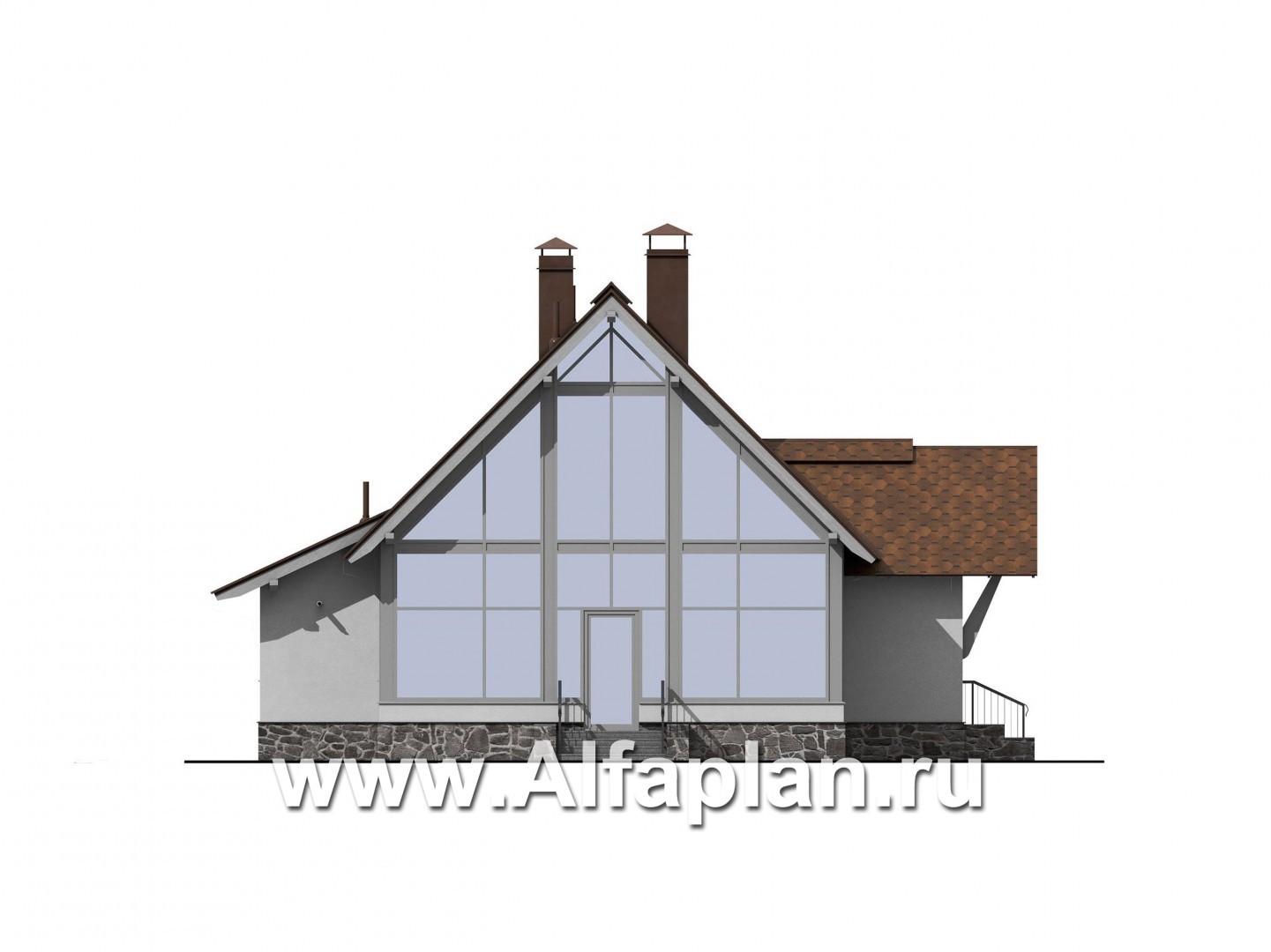 Проекты домов Альфаплан - Коттедж с зимним садом - изображение фасада №2