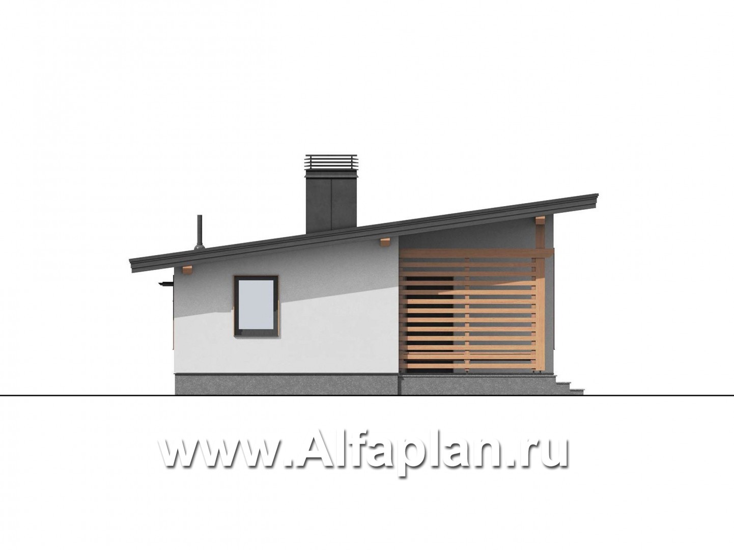 Проекты домов Альфаплан - Баня с односкатной кровлей - изображение фасада №2