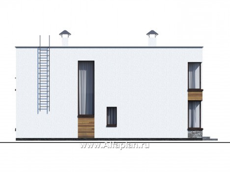 Проекты домов Альфаплан - «Спектр» - проект современного дома с двумя жилыми комнатами на 1-ом этаже - превью фасада №2