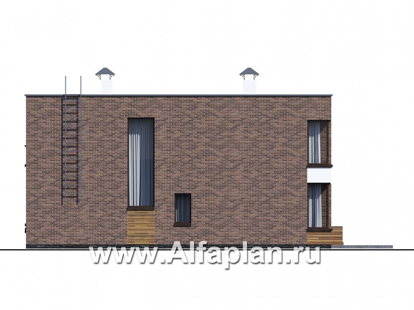 Проекты домов Альфаплан - «Спектр» - проект современного дома с двумя жилыми комнатами на 1-ом этаже и сауной - изображение фасада №3