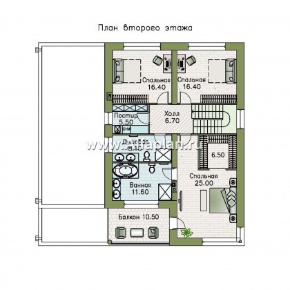 Проекты домов Альфаплан - «Спектр» - проект современного дома с двумя жилыми комнатами на 1-ом этаже и сауной - превью плана проекта №2