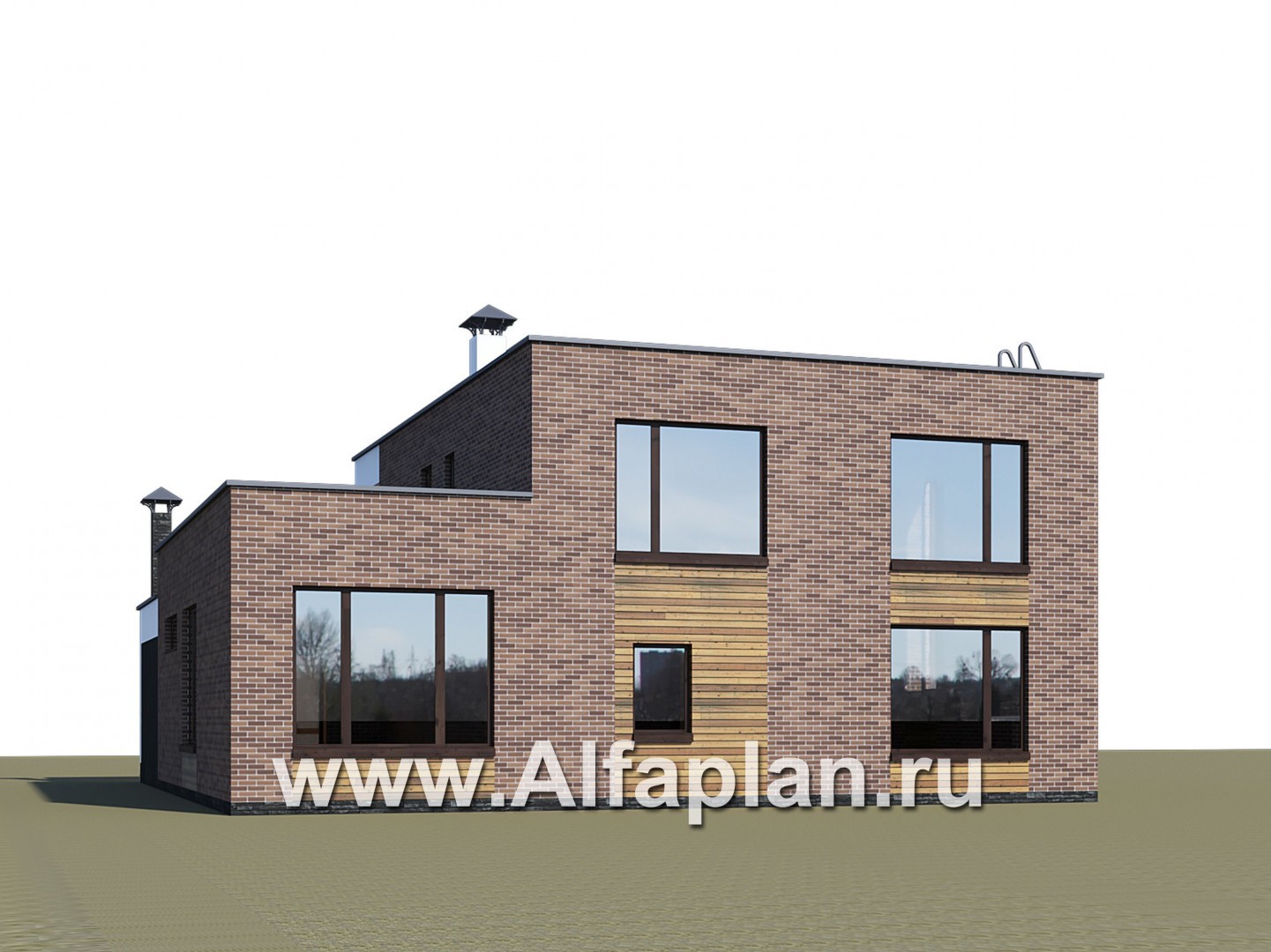 Проекты домов Альфаплан - «Спектр» - проект современного дома с двумя жилыми комнатами на 1-ом этаже и сауной - дополнительное изображение №2