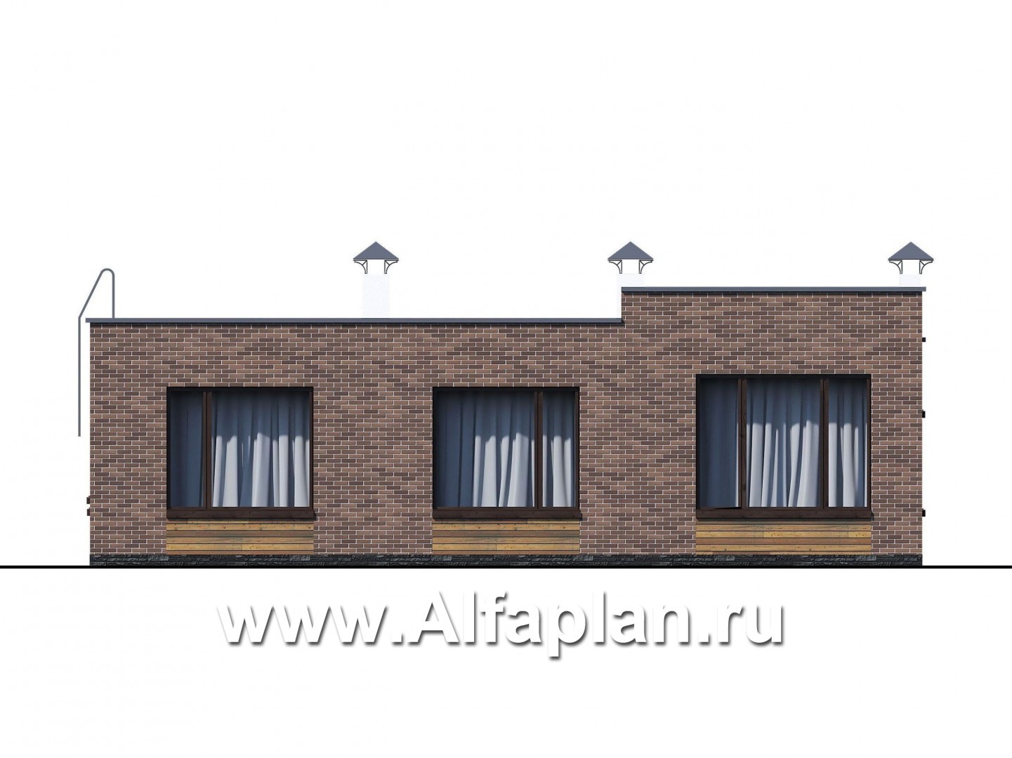 Проекты домов Альфаплан - «Фортис» - одноэтажный дом с плоской кровлей - изображение фасада №4