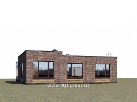 Проекты домов Альфаплан - «Фортис» - одноэтажный дом с плоской кровлей, и грилем на террасе - превью дополнительного изображения №2