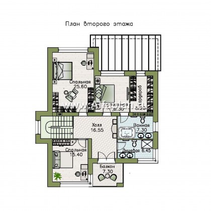 Проекты домов Альфаплан - «Престиж» - проект удобного и просторного дома с плоской кровлей - превью плана проекта №2