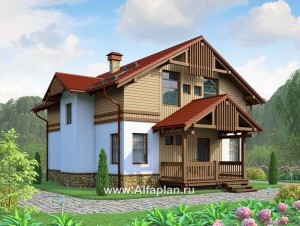 Проекты домов Альфаплан - Проект каркасного дома с удобной планировкой - превью основного изображения