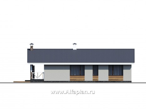 «Мелета» - проект одноэтажного дома из газобетона, 2 спальни, с террасой, в скандинавском стиле - превью фасада дома