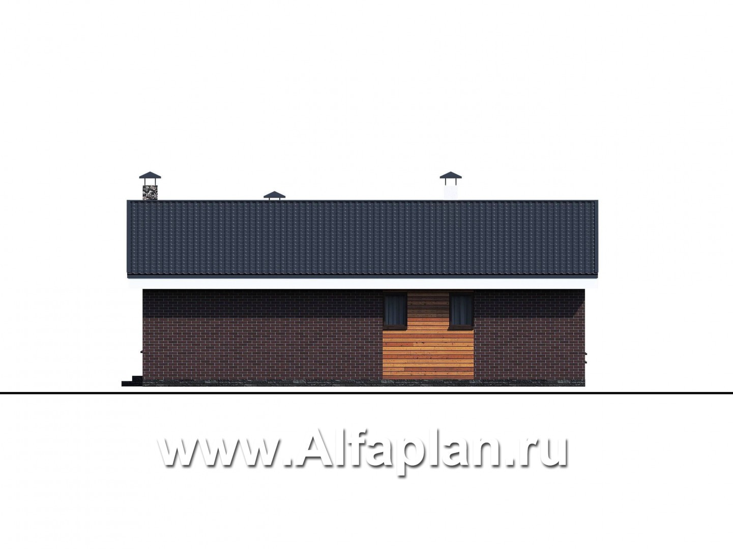 Проекты домов Альфаплан - «Веда» - проект одноэтажного дома с сауной - изображение фасада №1