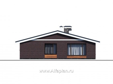 Проекты домов Альфаплан - «Веда» - проект одноэтажного дома с сауной - превью фасада №4
