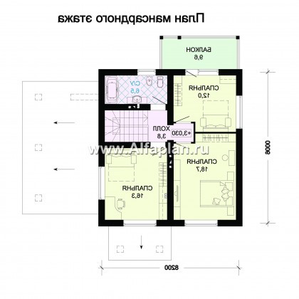 Проект дома с мансардой, 3 спальни, с навесом на 1 авто - превью план дома