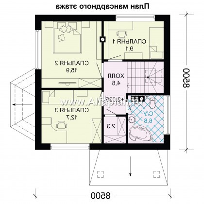 Проекты домов Альфаплан - Экономичный дом для маленького участка - превью плана проекта №2