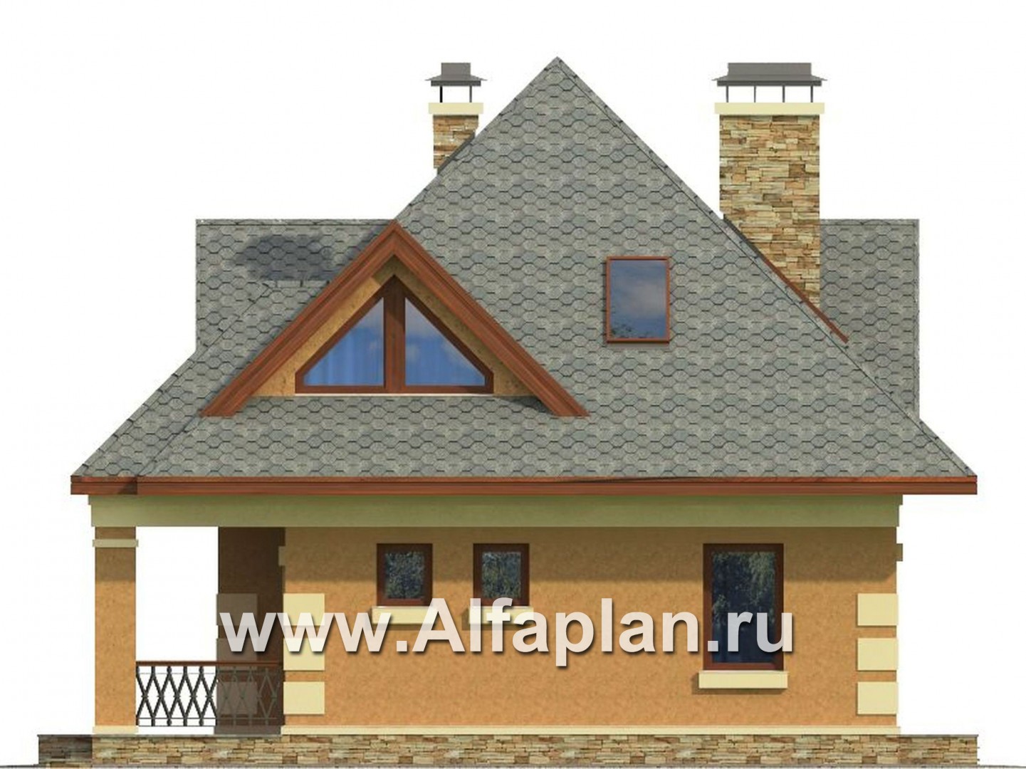 Проекты домов Альфаплан - Экономичный проект дома для маленького участка - изображение фасада №2