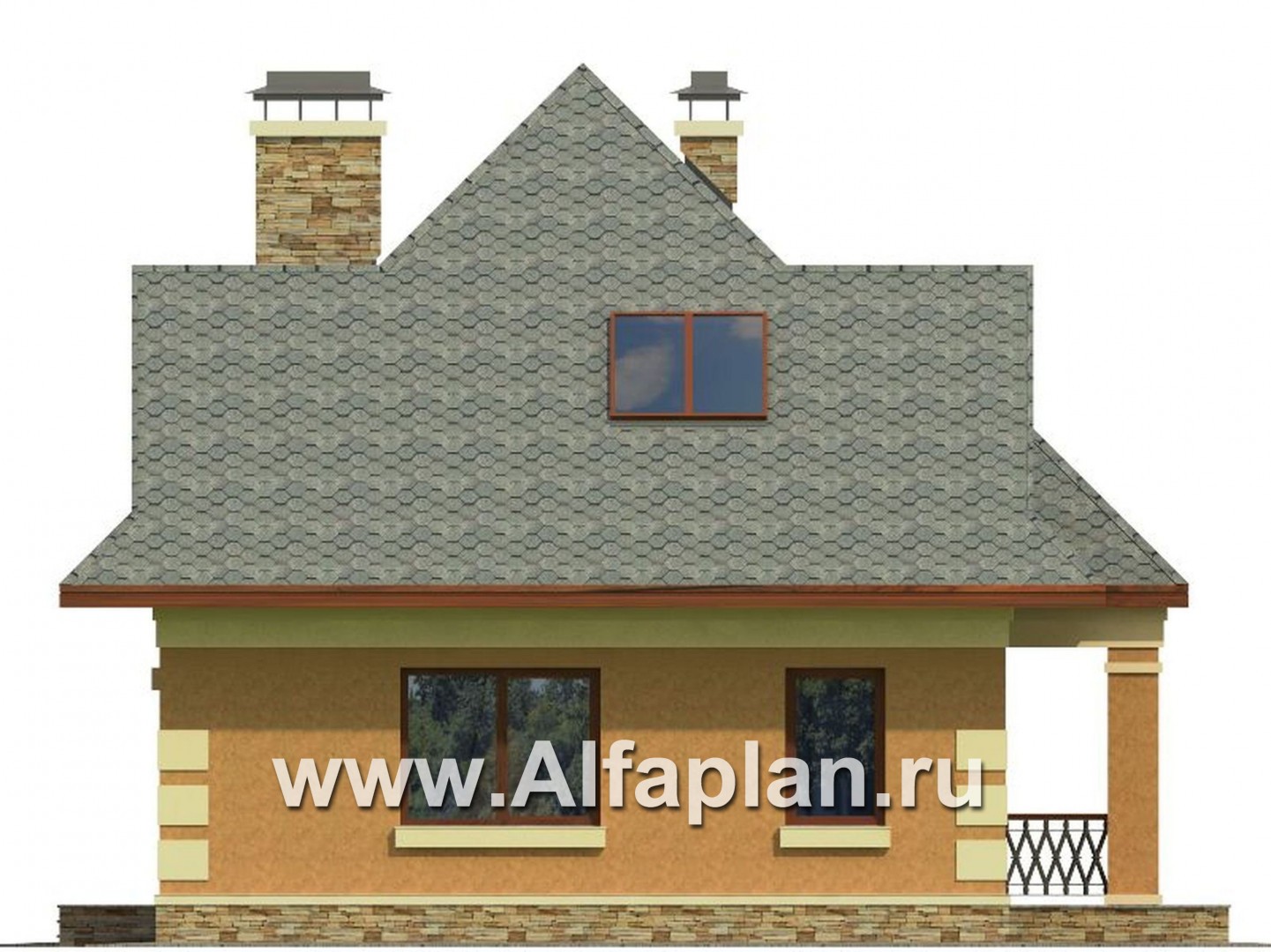 Проекты домов Альфаплан - Экономичный проект дома для маленького участка - изображение фасада №4