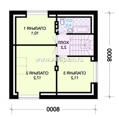 Проекты домов Альфаплан - Экономичный проект дома для маленького участка - превью плана проекта №2