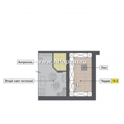 Проекты домов Альфаплан - Одноэтажный дом с тремя спальнями - превью плана проекта №2