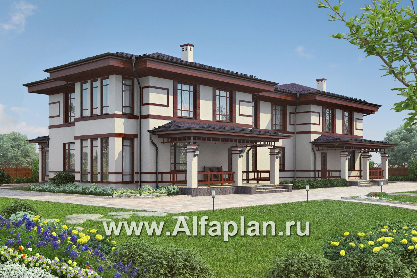 Проекты домов Альфаплан - Проект комфортного дома на две семьи - дополнительное изображение №1