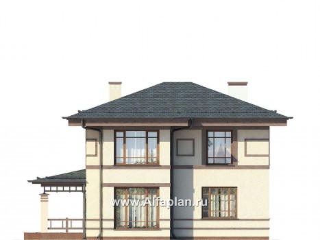 Проекты домов Альфаплан - Проект двухэтажного дома в восточном стиле - превью фасада №2