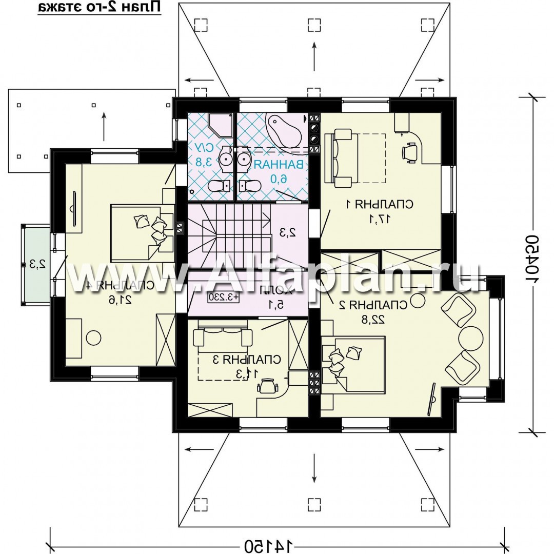 Проекты домов Альфаплан - Проект вухэтажного особняка с цокольным этажом - изображение плана проекта №3