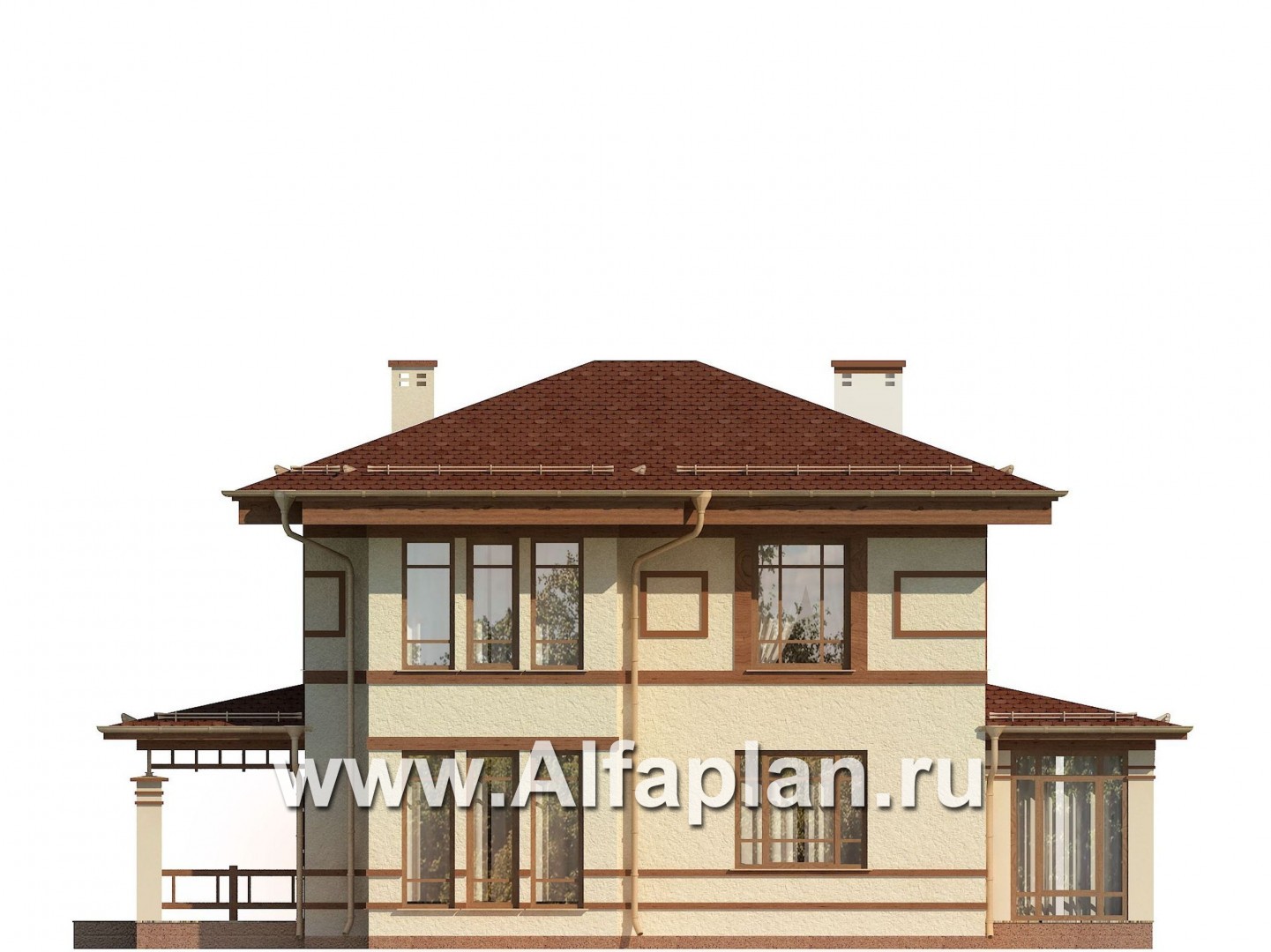 Проекты домов Альфаплан - Проект двухэтажного дома с восточными мотивами - изображение фасада №4