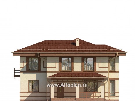 Проекты домов Альфаплан - Проект двухэтажного дома с восточными мотивами - превью фасада №1