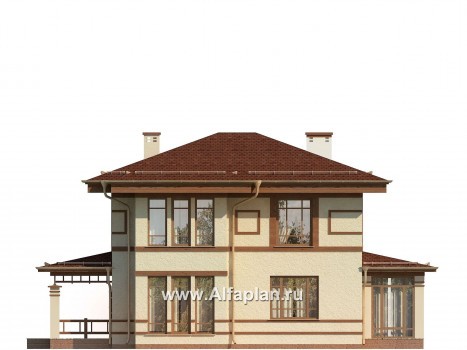 Проекты домов Альфаплан - Проект двухэтажного дома с восточными мотивами - превью фасада №4