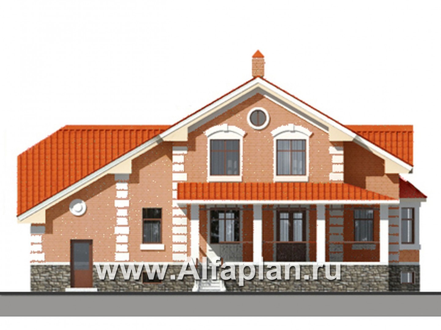 Проекты домов Альфаплан - Проект коттеджа с большим гаражом и террасой - изображение фасада №4