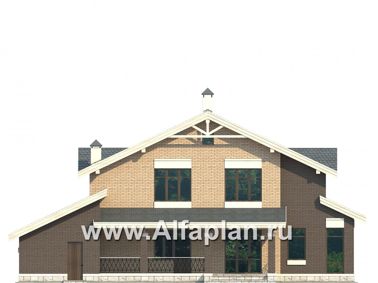 Проекты домов Альфаплан - Проект современного дома с гаражом на две машины - изображение фасада №2