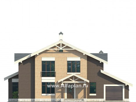 Проекты домов Альфаплан - Проект современного дома с гаражом на две машины - превью фасада №1