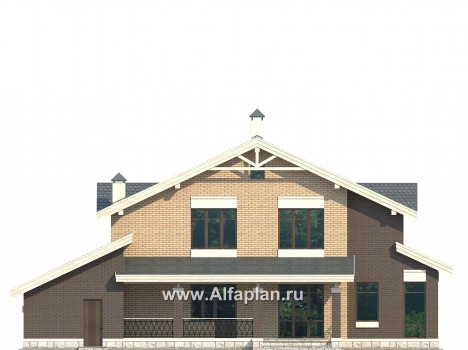 Проекты домов Альфаплан - Проект современного дома с гаражом на две машины - превью фасада №2
