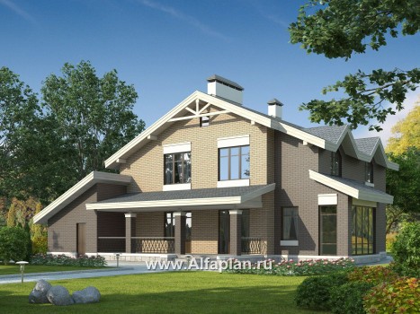 Проекты домов Альфаплан - Проект современного дома с гаражом на две машины - превью дополнительного изображения №1