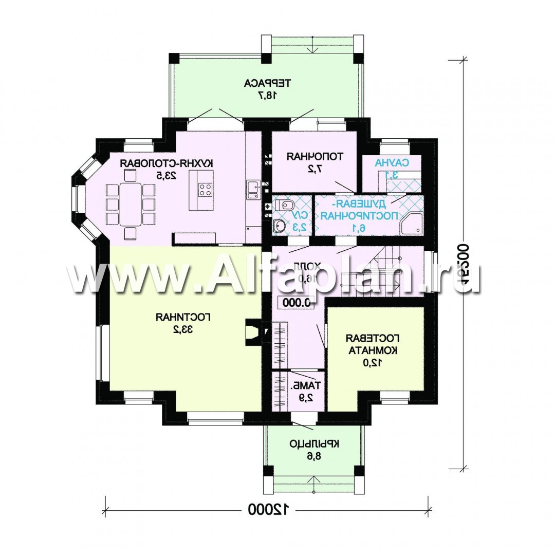 Проекты домов Альфаплан - Проект двухэтажного дома с пятью спальнями - план проекта №1