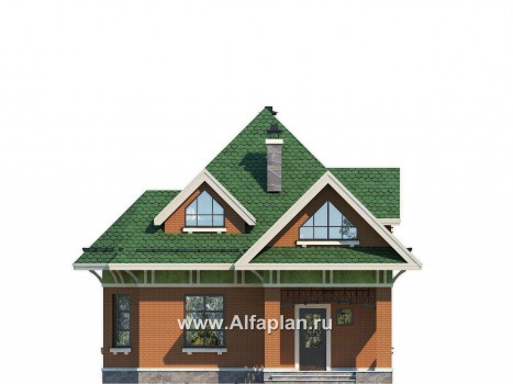 Проекты домов Альфаплан - Проект мансардного дома для небольшого участка - превью фасада №1