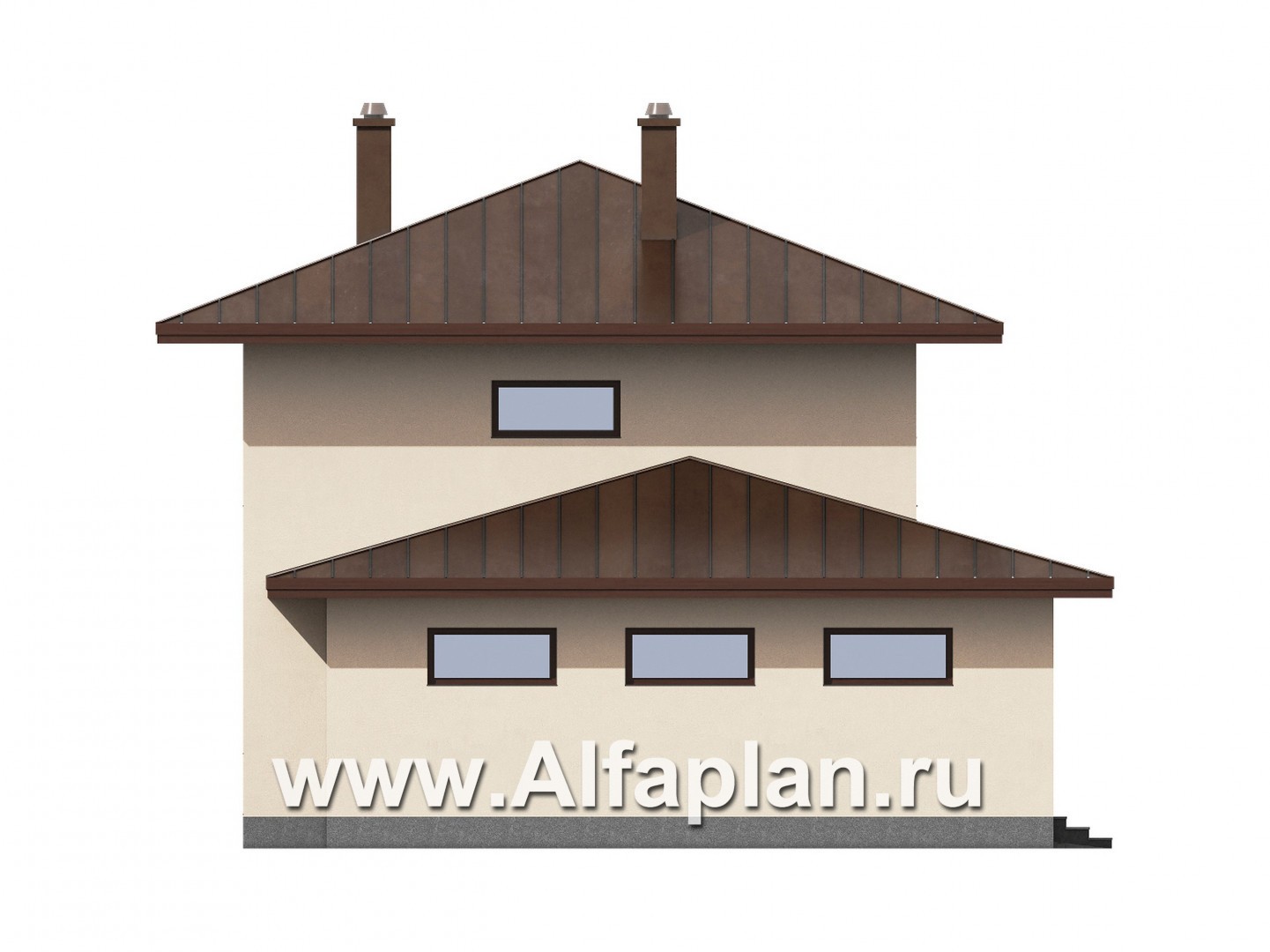 Проекты домов Альфаплан - Соверменный двухэтажный дом из газобетона с гаражом - изображение фасада №3