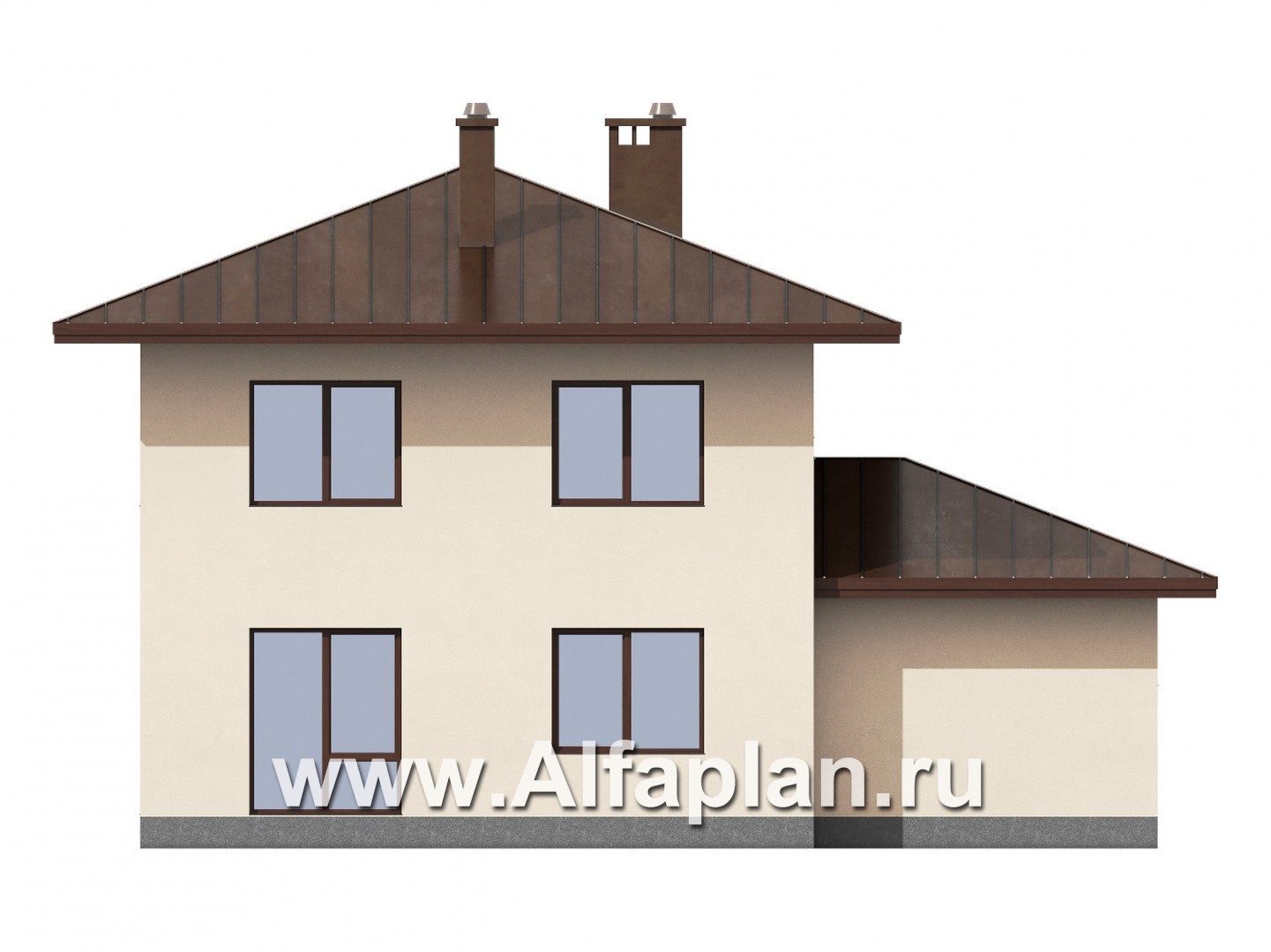 Проекты домов Альфаплан - Соверменный двухэтажный дом из газобетона с гаражом - изображение фасада №4