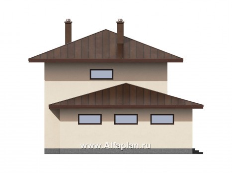 Проекты домов Альфаплан - Соверменный двухэтажный дом из газобетона с гаражом - превью фасада №3