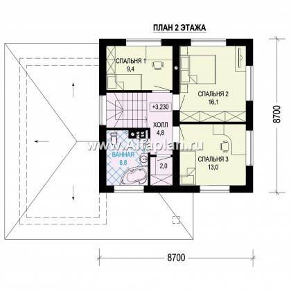 Проекты домов Альфаплан - Соверменный двухэтажный дом из газобетона с гаражом - превью плана проекта №2