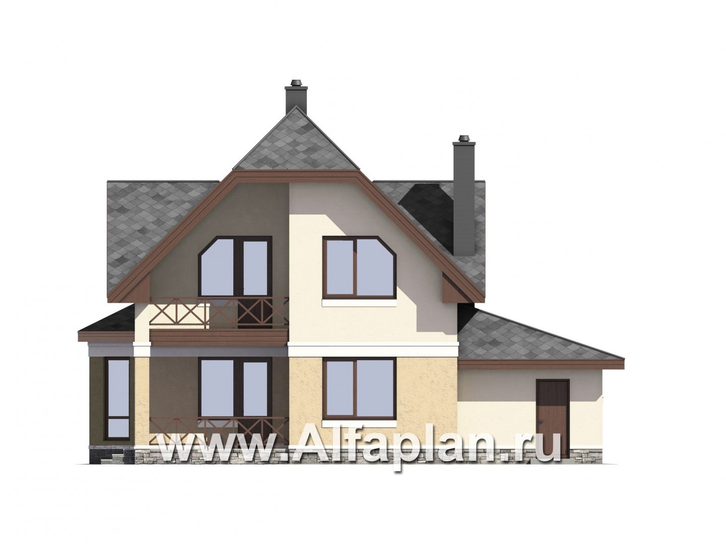 Проекты домов Альфаплан - Проект экономичного дома из газобетона c гаражом - изображение фасада №3