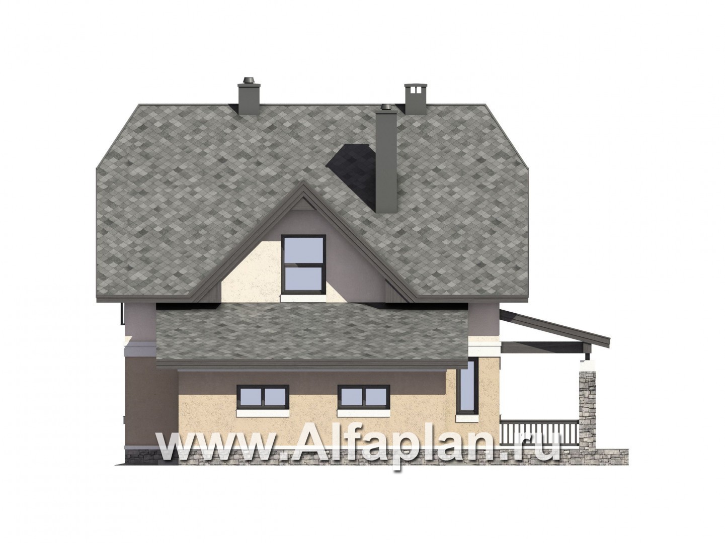 Проекты домов Альфаплан - Проект экономичного дома с гаражом - изображение фасада №4