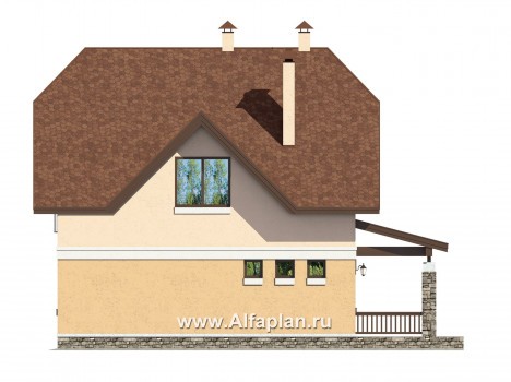 Проекты домов Альфаплан - Проект небольшого дома для загородной жизни - превью фасада №3