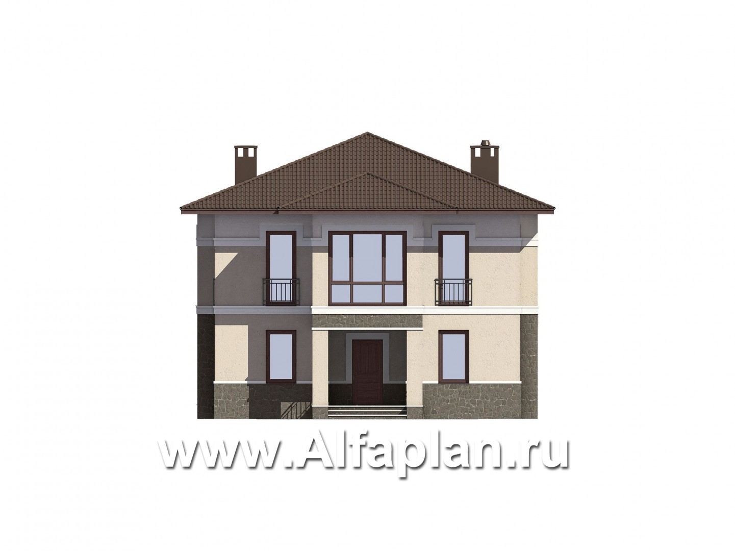 Проекты домов Альфаплан - Проект двухэтажного особняка с удобной планировкой - изображение фасада №3