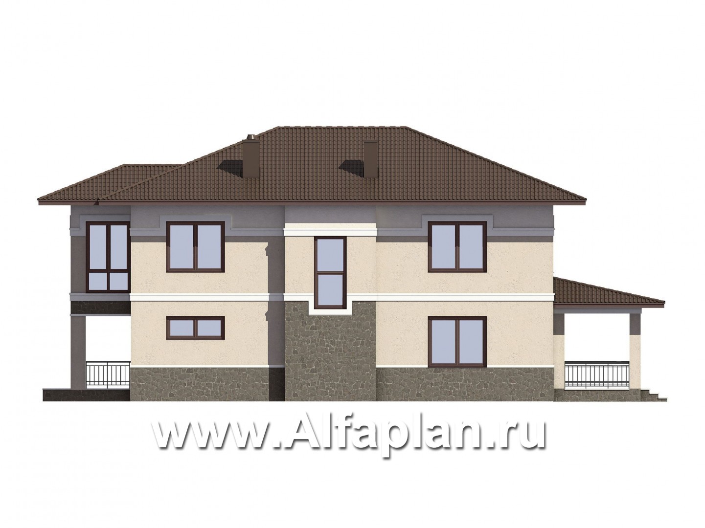 Проекты домов Альфаплан - Проект двухэтажного особняка с удобной планировкой - изображение фасада №4