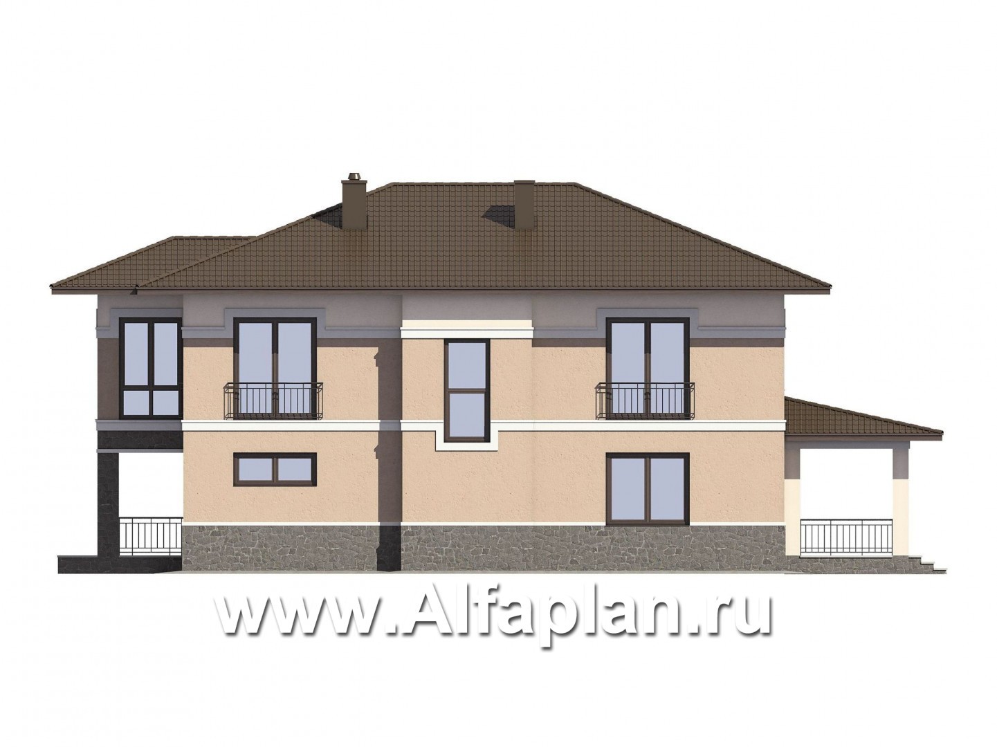 Проекты домов Альфаплан - Проект элегантного двухэтажного коттеджа - изображение фасада №2