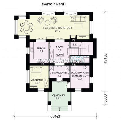 Проекты домов Альфаплан - Проект двухэтажного  кирпичного дома (пять спален) - превью плана проекта №1