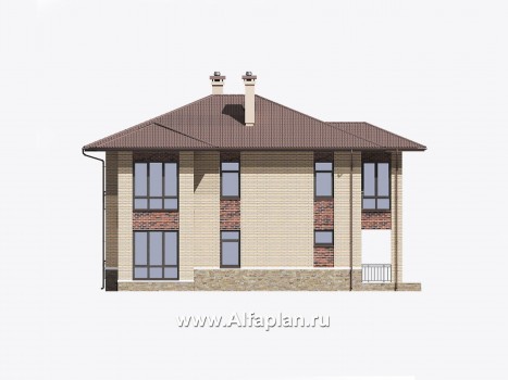 Проекты домов Альфаплан - Проект двухэтажного особняка с большой гостиной - превью фасада №4