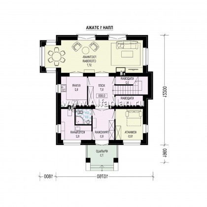 Проекты домов Альфаплан - Проект двухэтажного особняка с большой гостиной - превью плана проекта №1