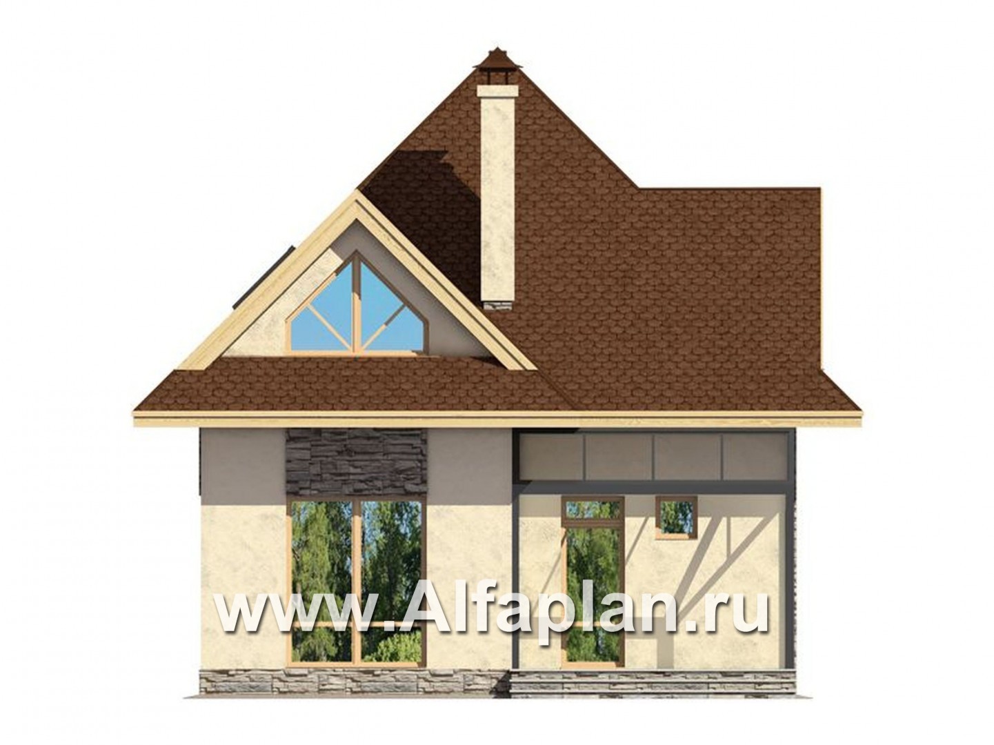 Проекты домов Альфаплан - Мансардный дом для маленького участка - изображение фасада №1