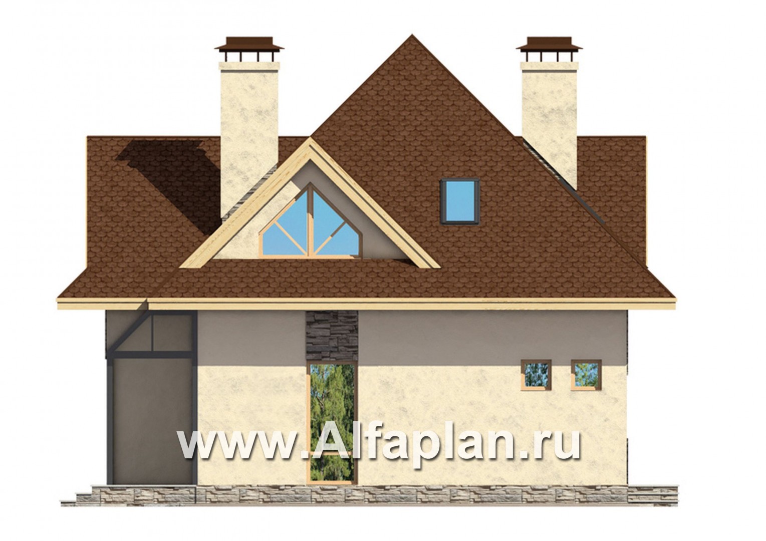 Проекты домов Альфаплан - Мансардный дом для маленького участка - изображение фасада №4