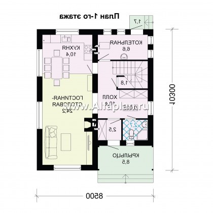 Проекты домов Альфаплан - Мансардный дом для маленького участка - превью плана проекта №1